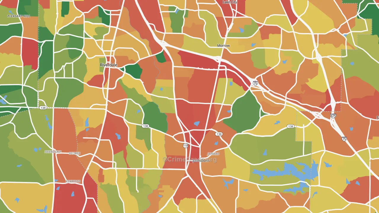 Clayton County, GA Map of Theft Rates
