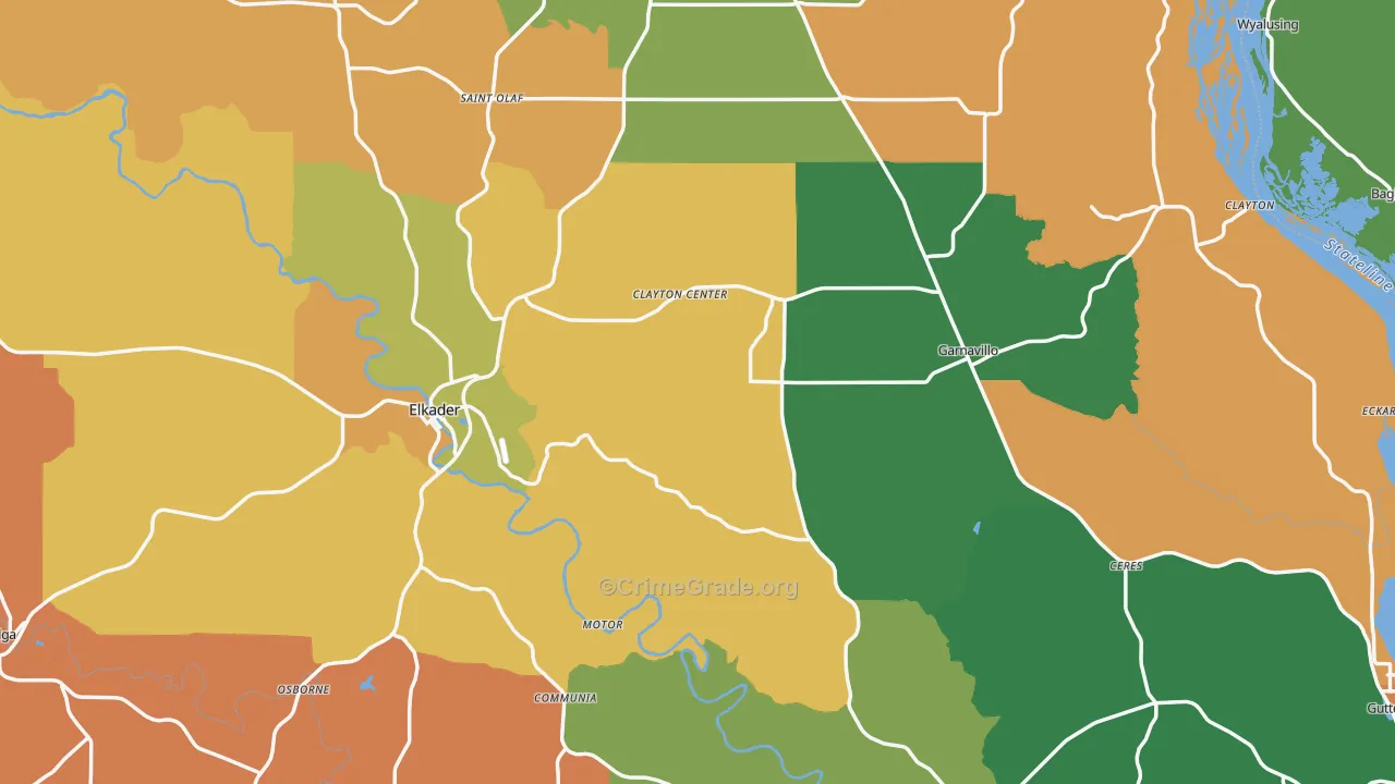 Clayton County, IA Map of Theft Rates