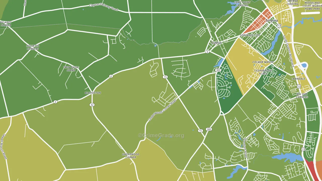 Clayton, DE Map of Theft Rates