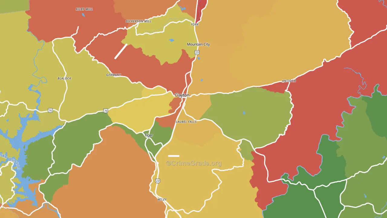 Clayton, GA Map of Theft Rates
