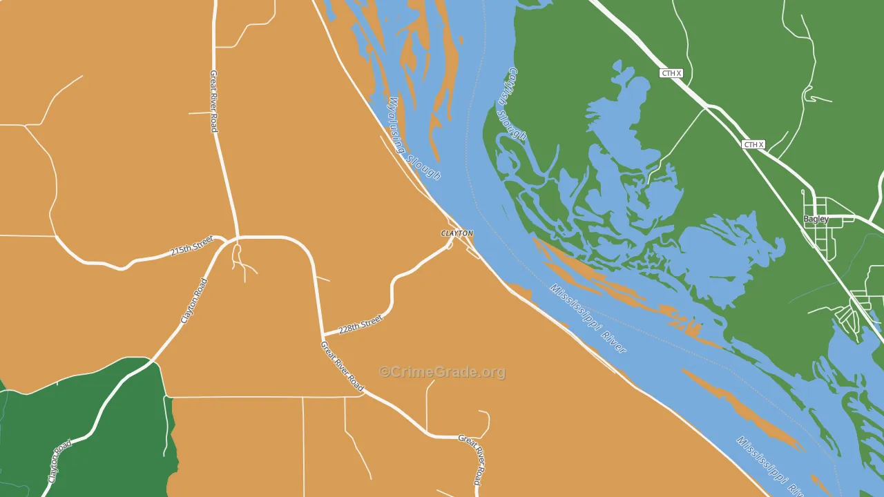 Clayton, IA Map of Theft Rates