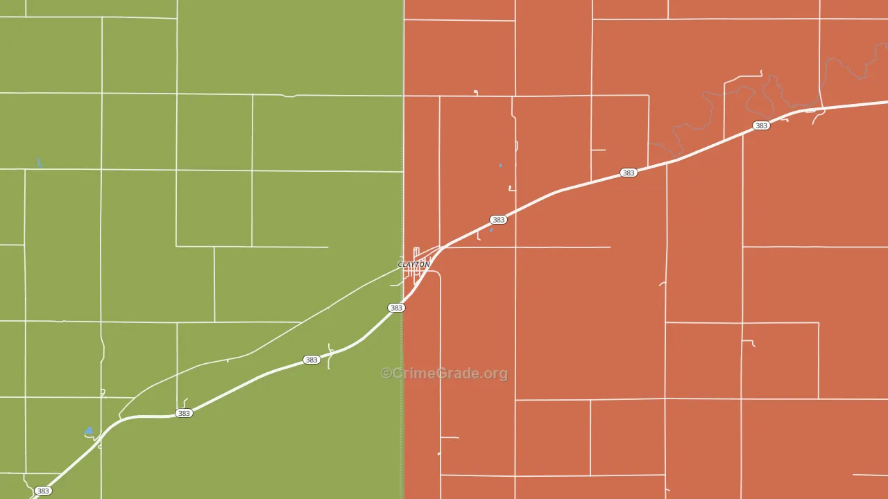 Clayton, KS Map of Theft Rates