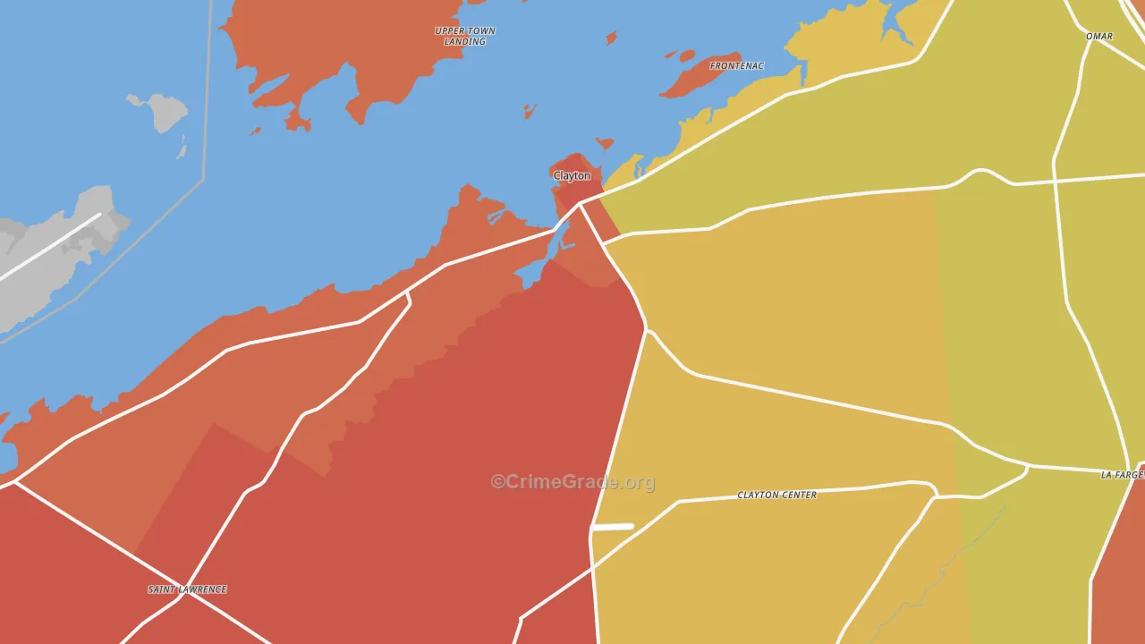 Clayton, NY Map of Theft Rates