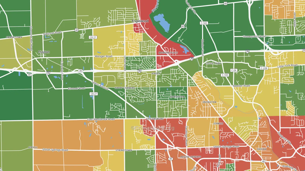 Clayton, OH Map of Theft Rates