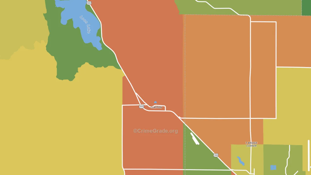 Clayton, WA Map of Theft Rates