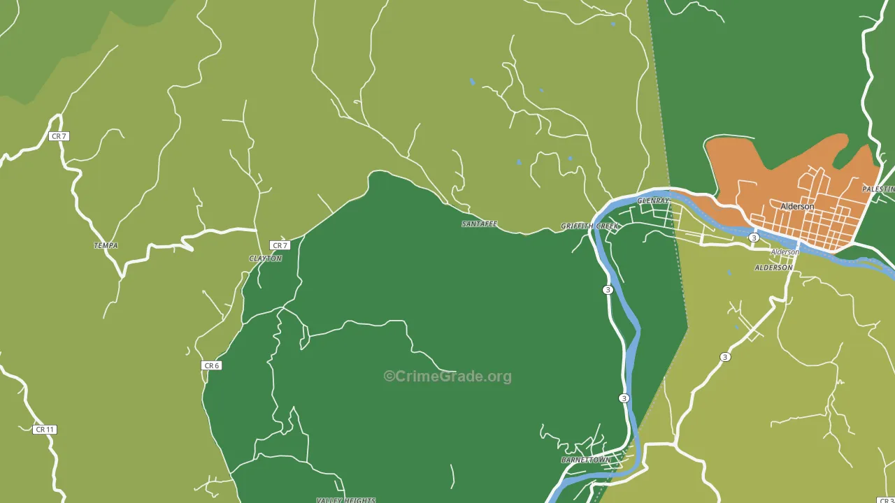 Clayton, WV Map of Theft Rates