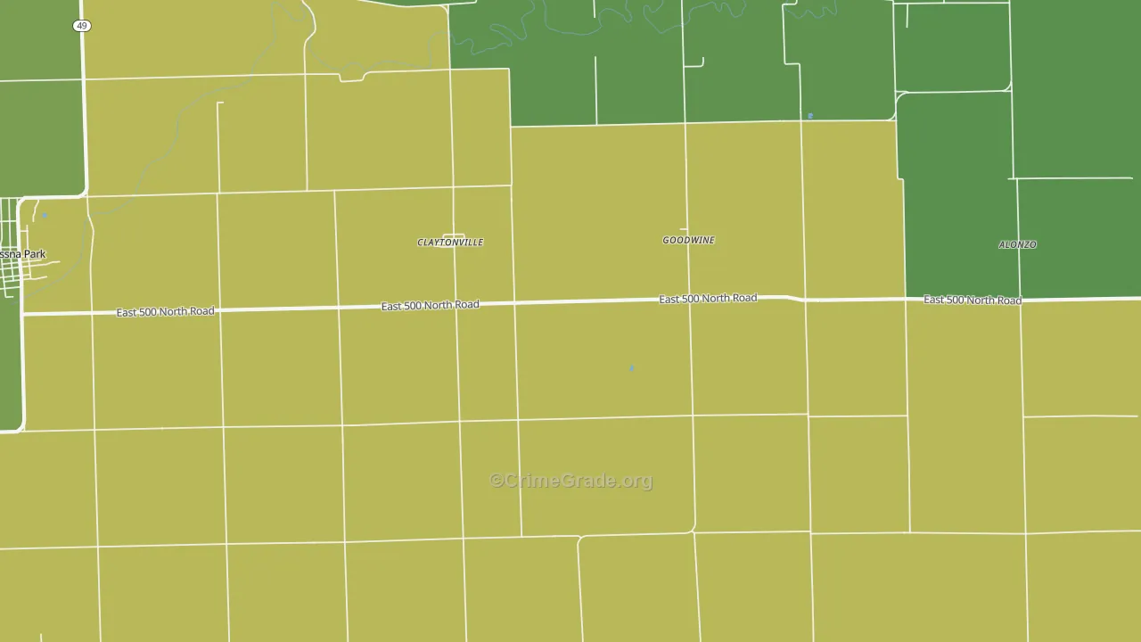 Claytonville, IL Map of Theft Rates