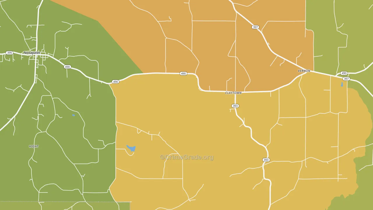Claytown, MS Map of Theft Rates