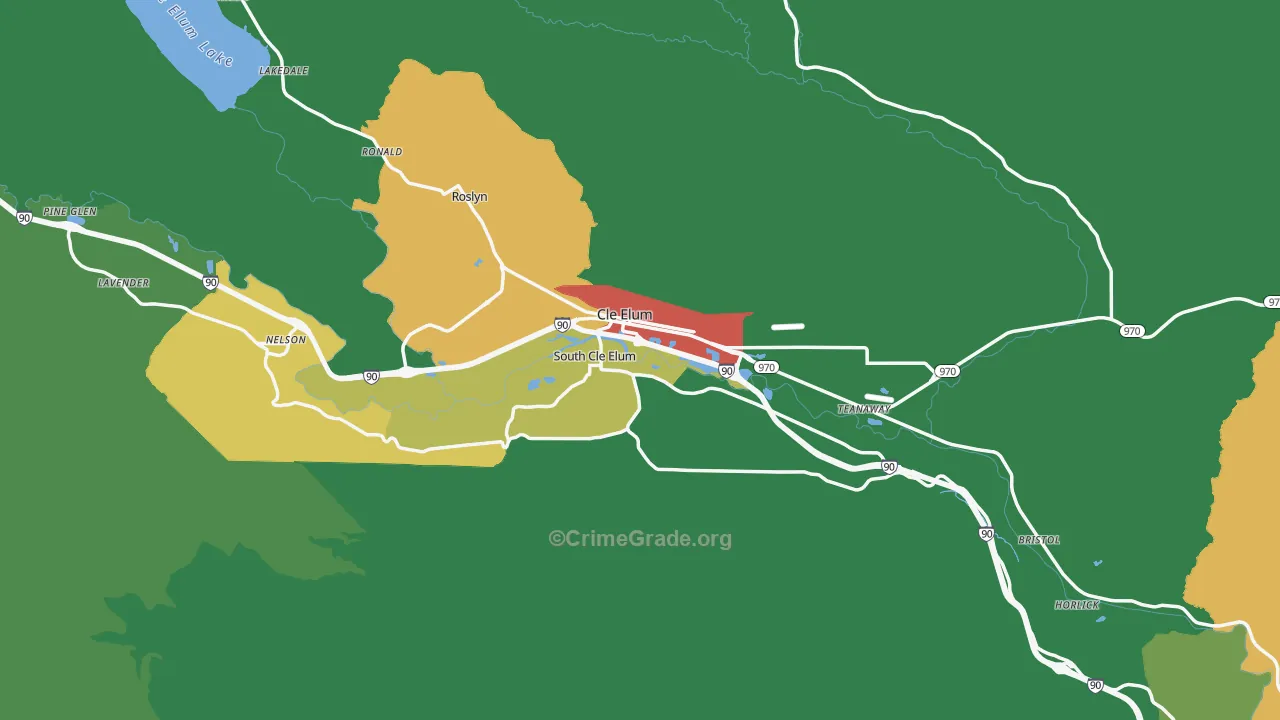 Cle Elum, WA Map of Theft Rates