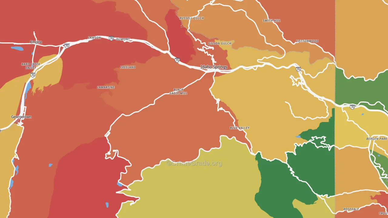 Clear Creek County, CO Map of Theft Rates
