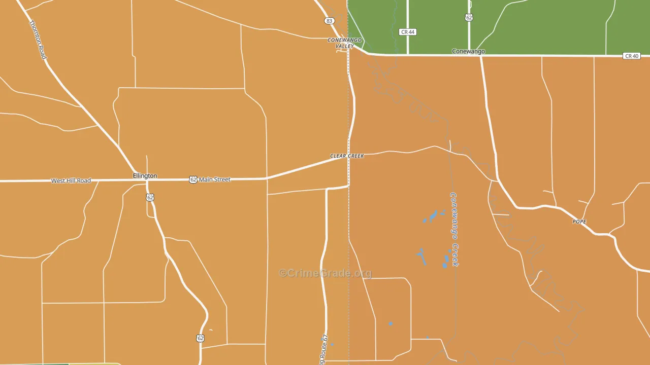 Clear Creek, NY Map of Theft Rates
