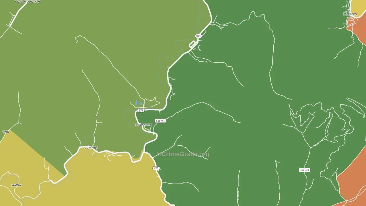 Clear Fork, WV Map of Theft Rates