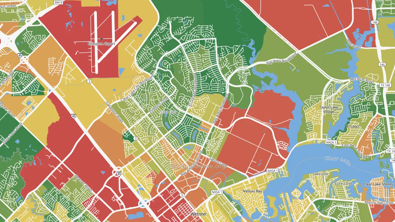 Clear Lake, Houston, TX Map of Theft Rates