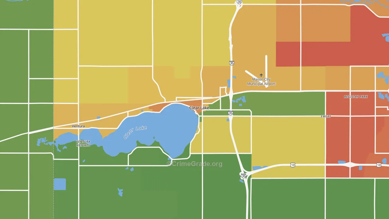 Clear Lake, IA Map of Theft Rates