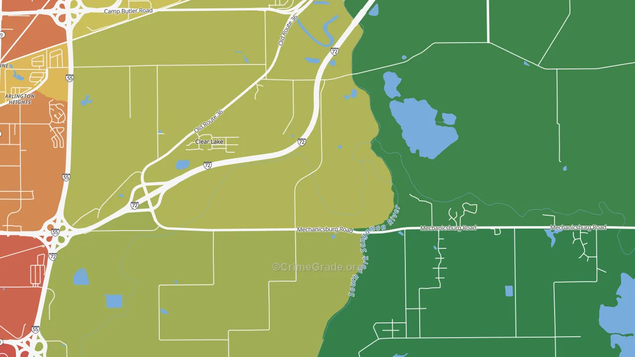 Clear Lake, IL Map of Theft Rates