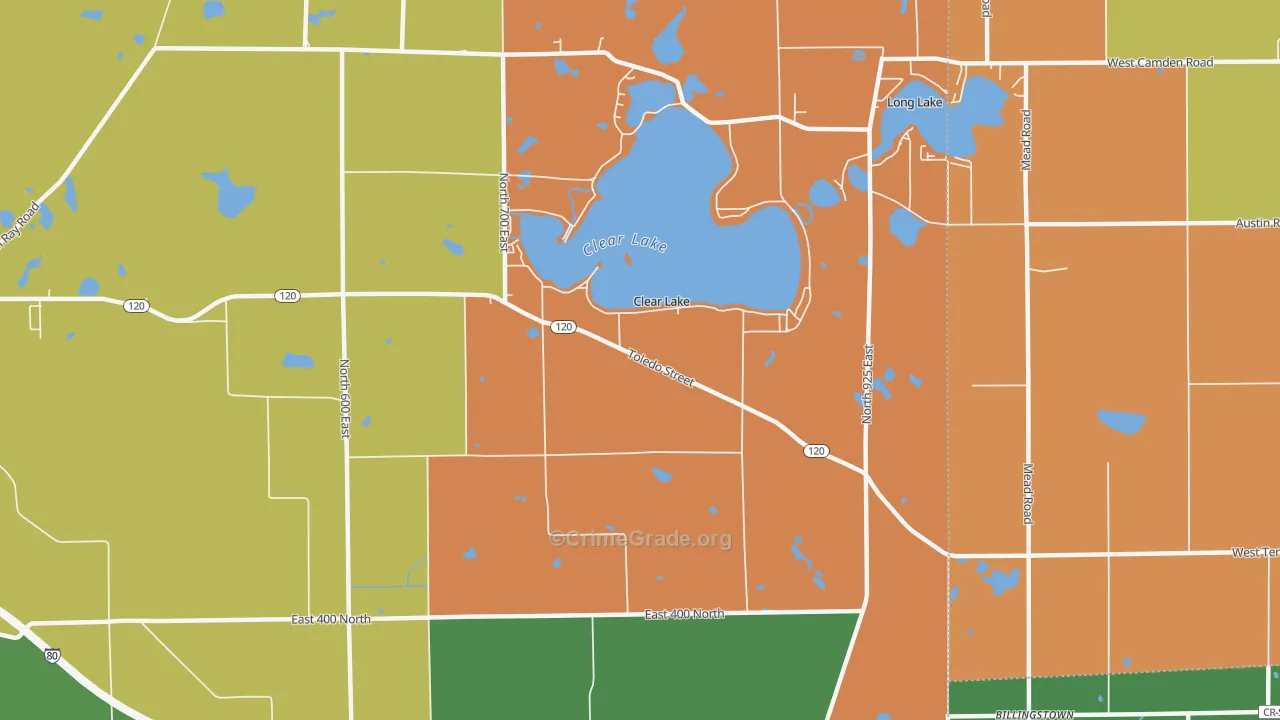 Clear Lake, IN Map of Theft Rates