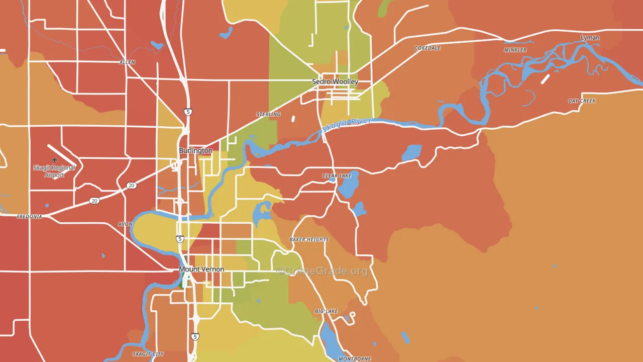 Clear Lake, WA Map of Theft Rates