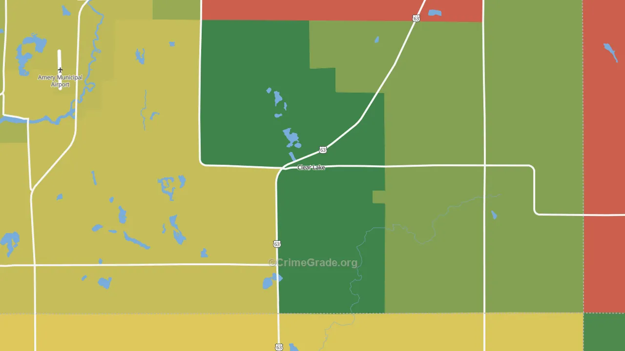 Clear Lake, WI Map of Theft Rates