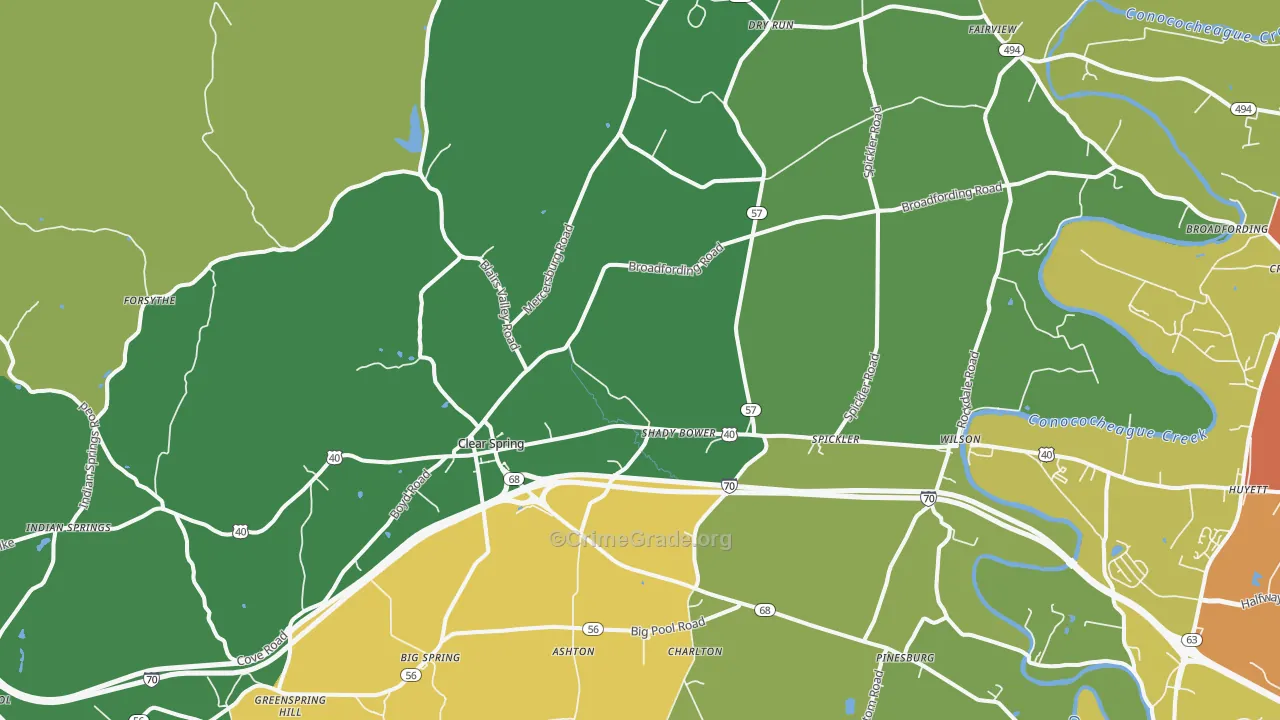 Clear Spring, MD Map of Theft Rates