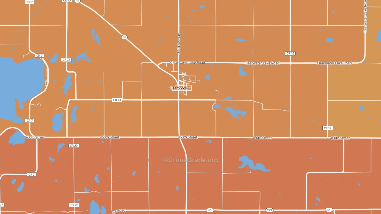 Clearbrook, MN Map of Theft Rates