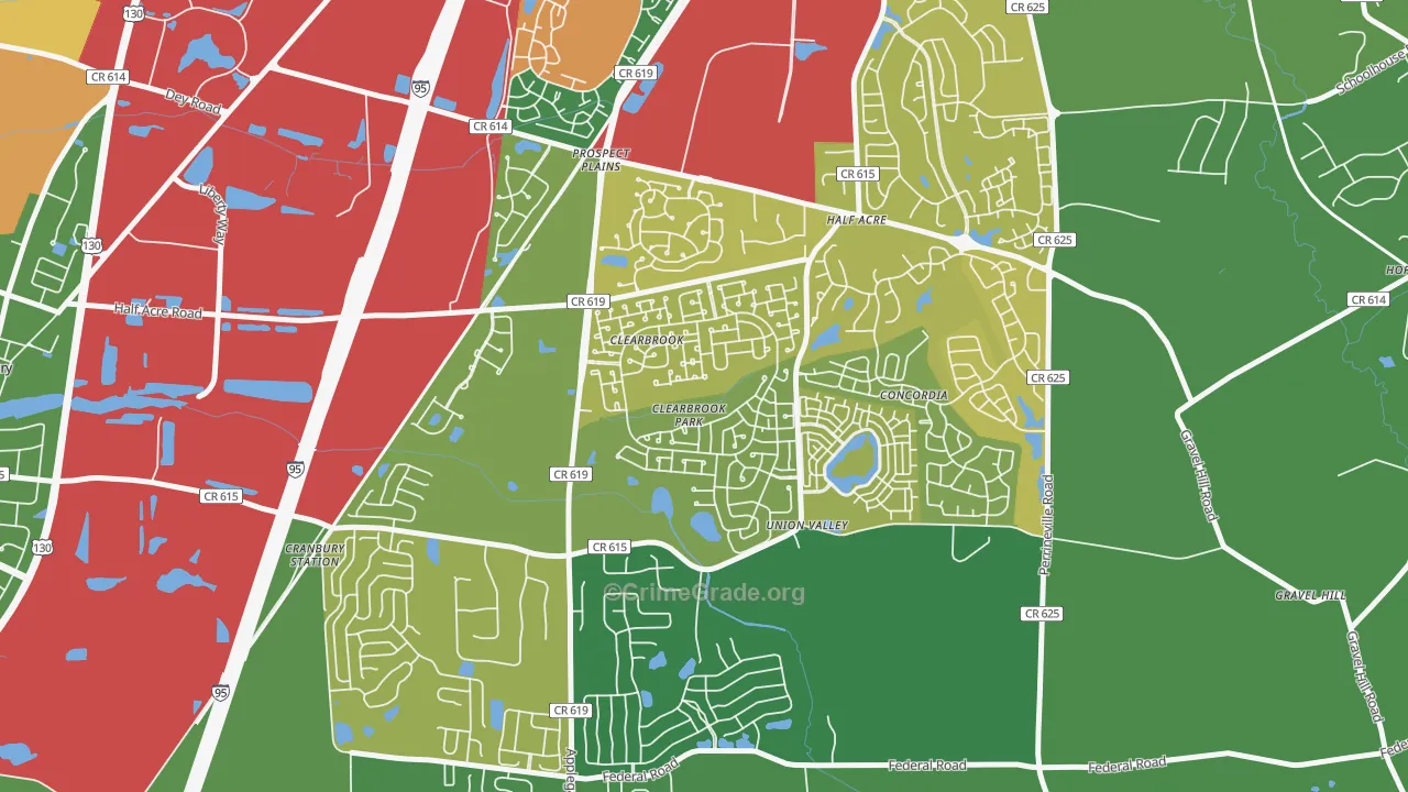 Clearbrook Park, NJ Map of Theft Rates