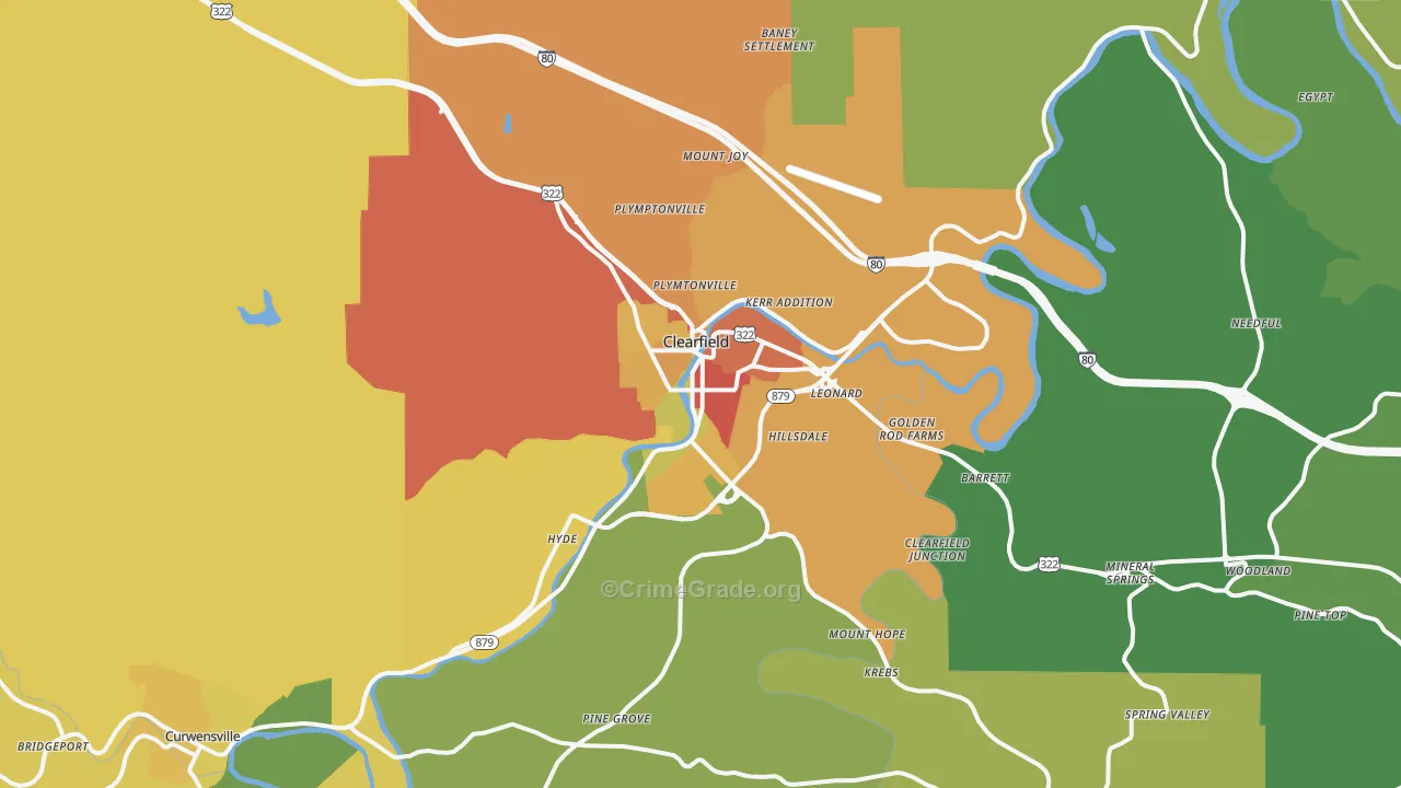 Clearfield, PA Map of Theft Rates