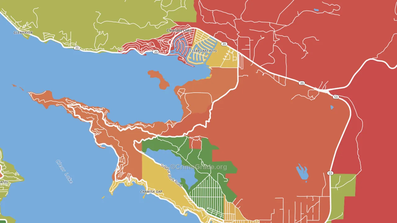 Clearlake Park, CA Map of Theft Rates