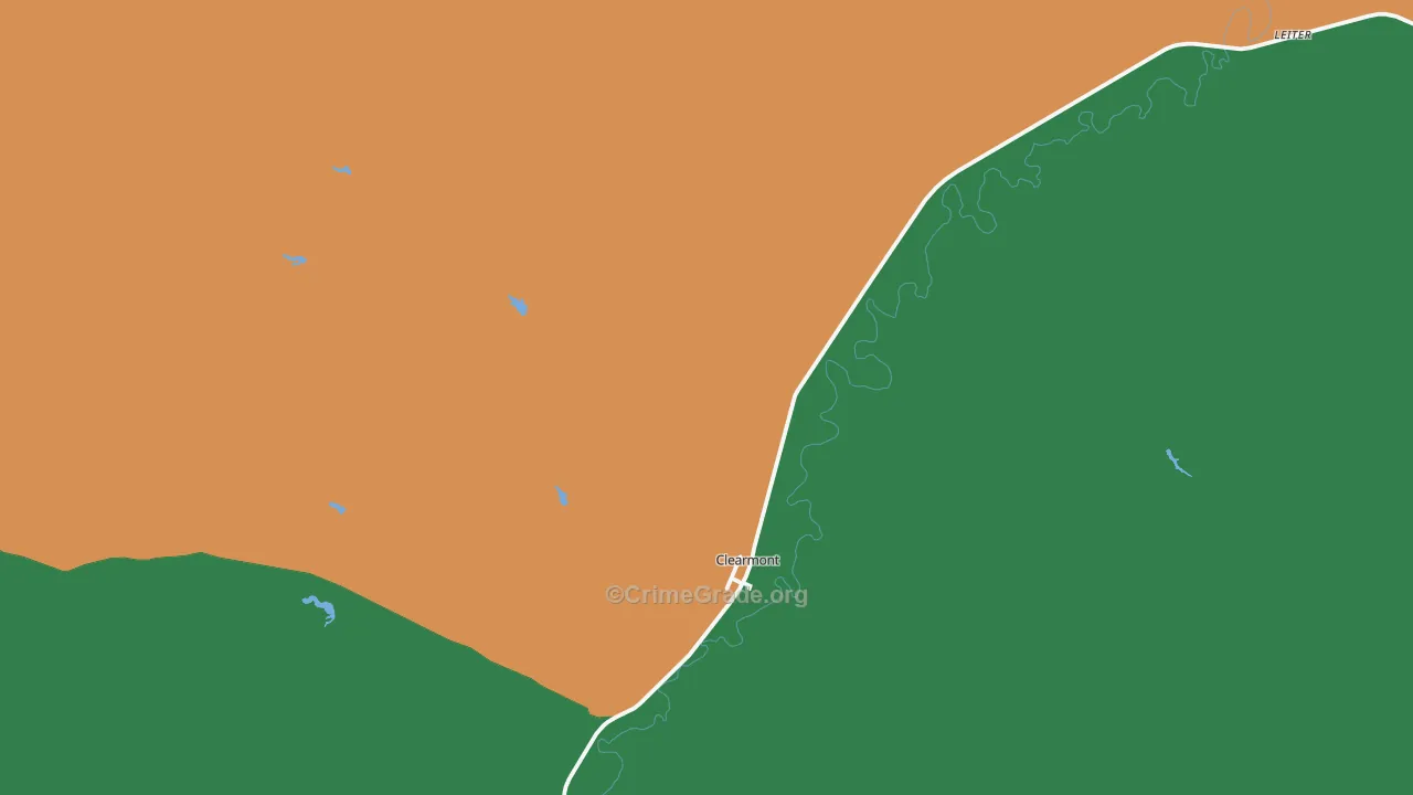 Clearmont, WY Map of Theft Rates