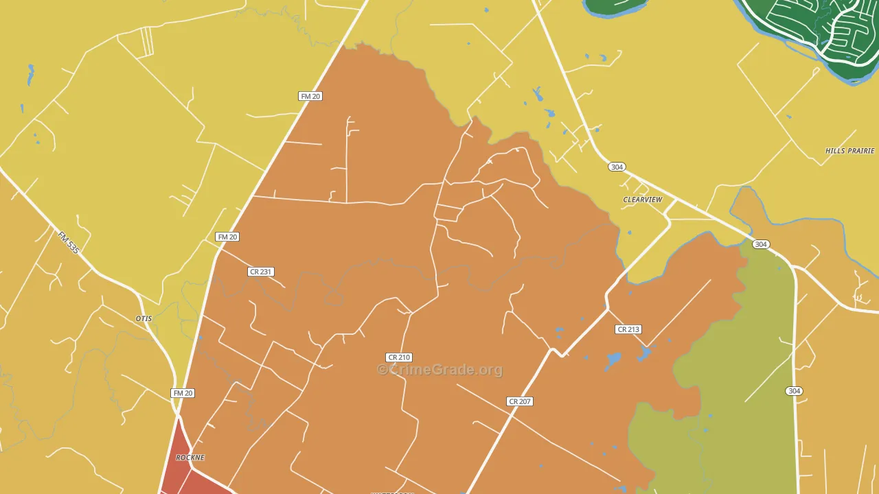 Clearview, TX Map of Theft Rates