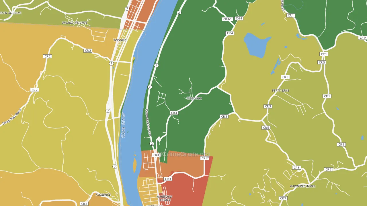 Clearview, WV Map of Theft Rates