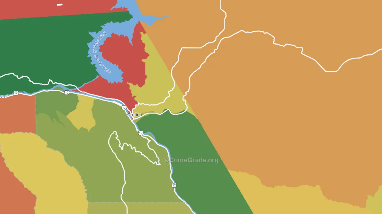 Clearwater County, ID Map of Theft Rates