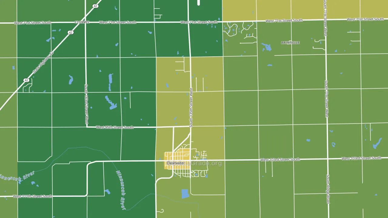 Clearwater, KS Map of Theft Rates