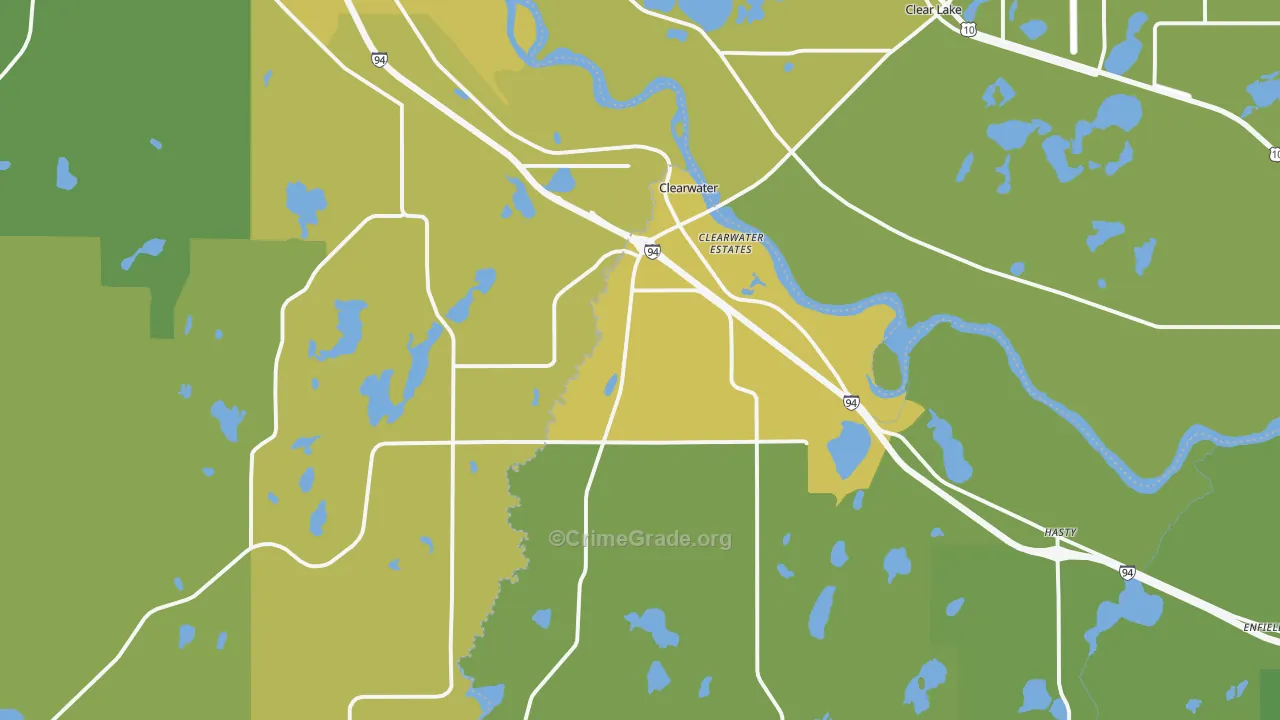Clearwater, MN Map of Theft Rates