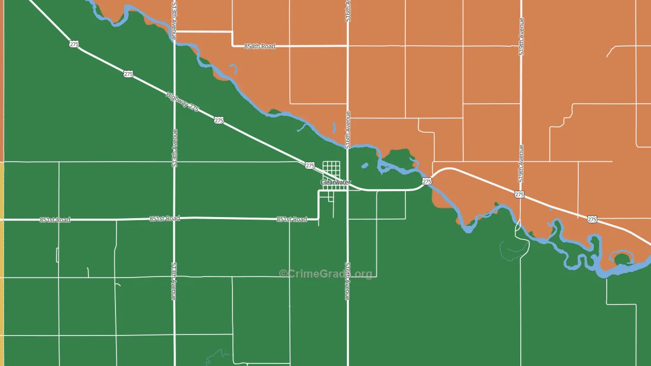 Clearwater, NE Map of Theft Rates