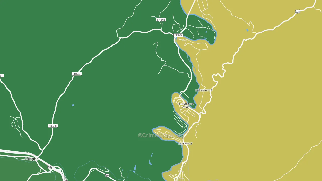 Clearwater Park, VA Map of Theft Rates