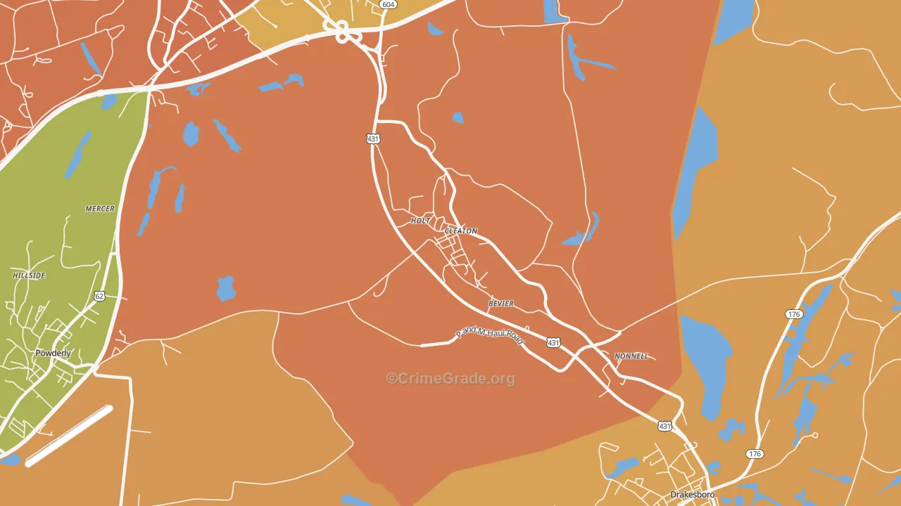Cleaton, KY Map of Theft Rates