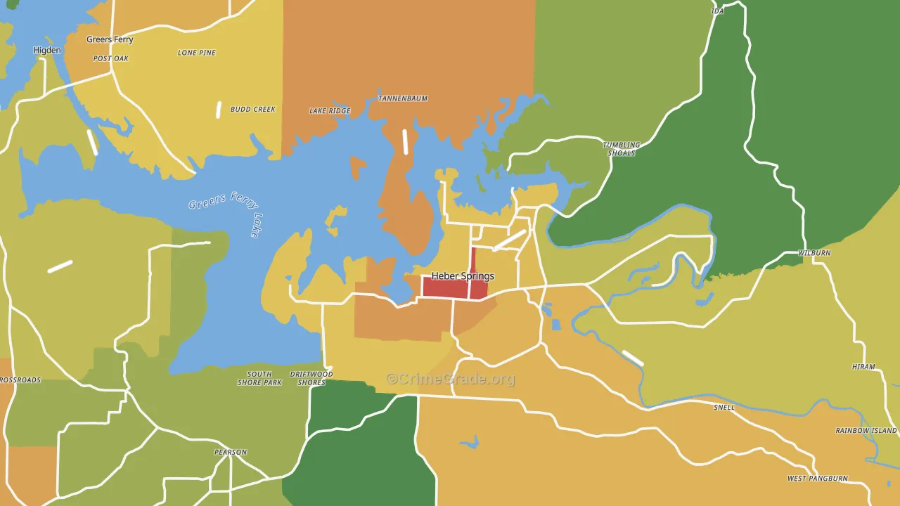 Cleburne County, AR Map of Theft Rates