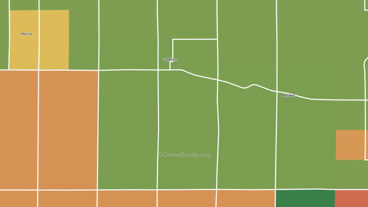 Cleghorn, IA Map of Theft Rates