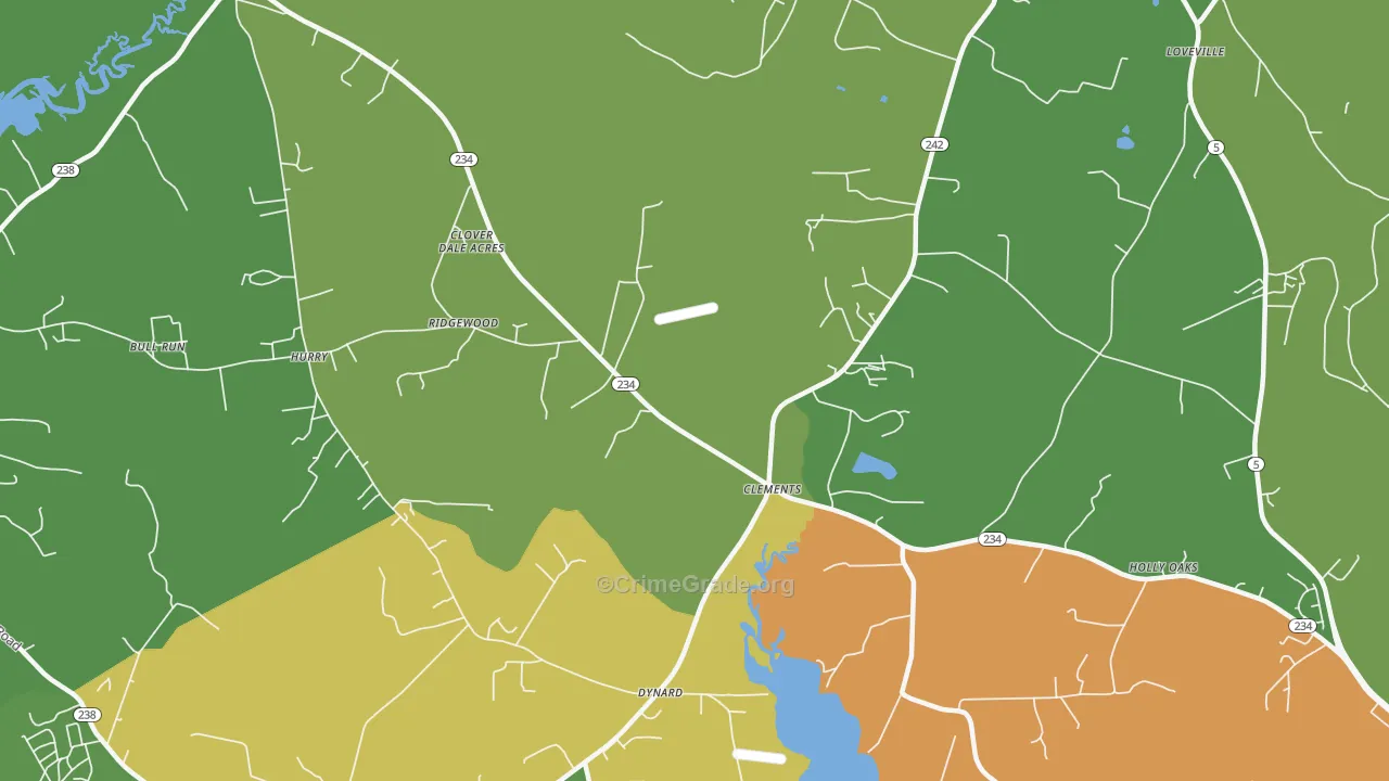 Clements, MD Map of Theft Rates