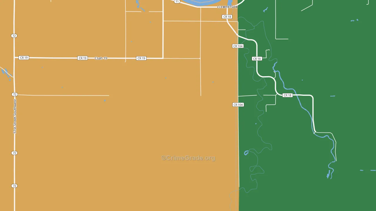 Clementson, MN Map of Theft Rates