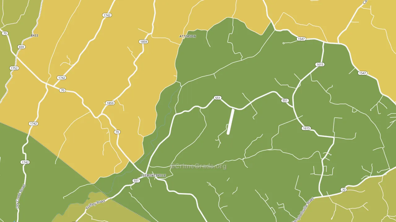 Clementsville, KY Map of Theft Rates