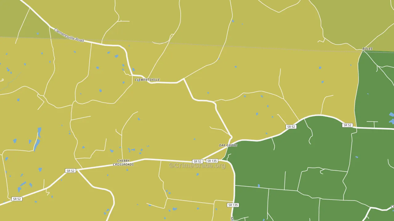Clementsville, TN Map of Theft Rates