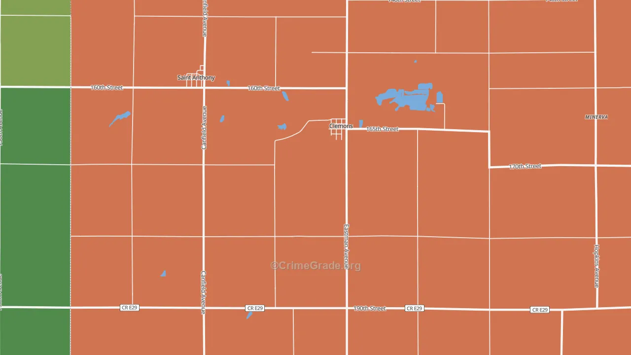 Clemons, IA Map of Theft Rates