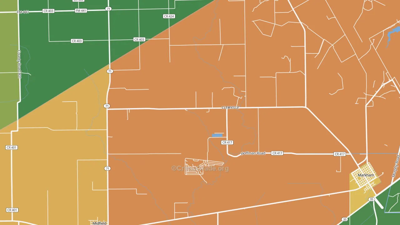 Clemville, TX Map of Theft Rates
