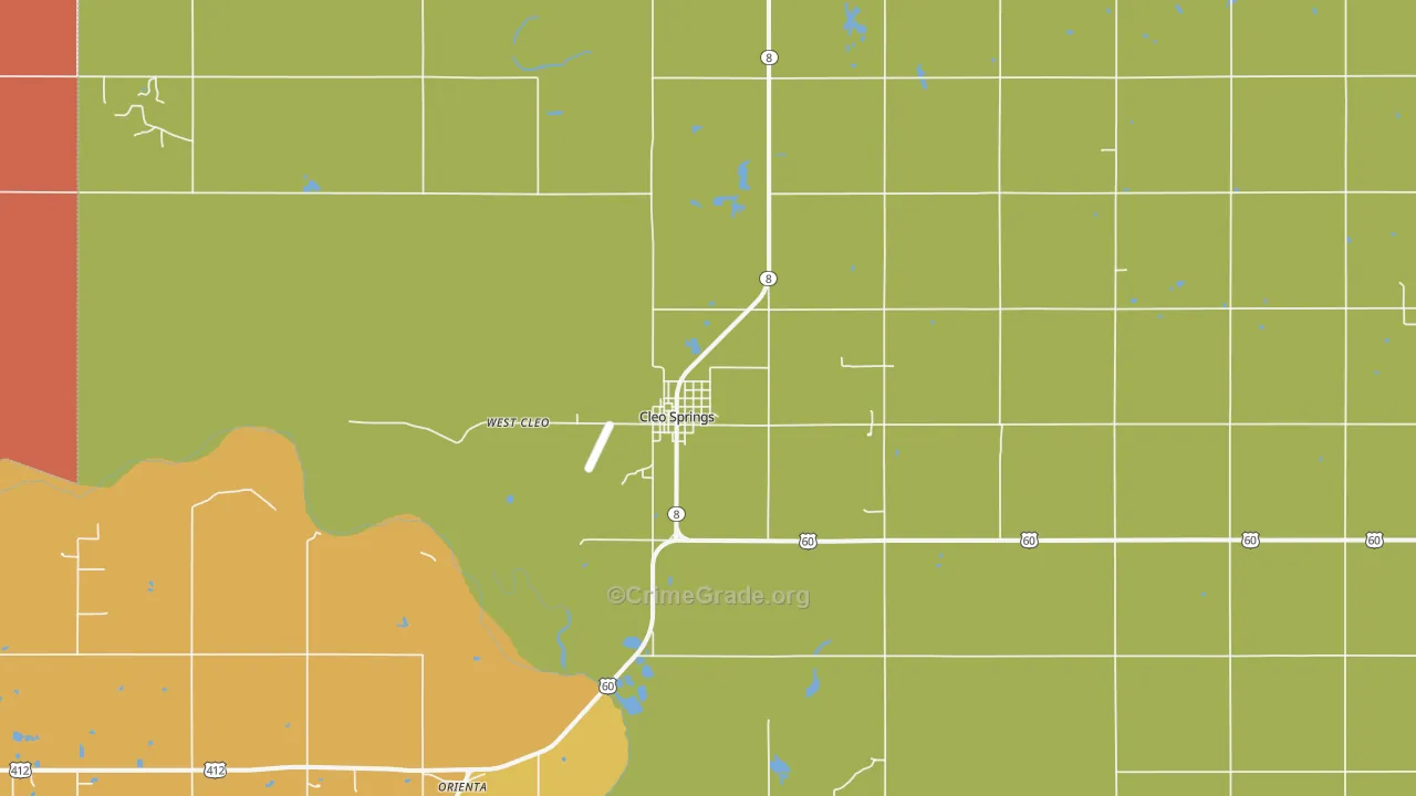 Cleo Springs, OK Map of Theft Rates
