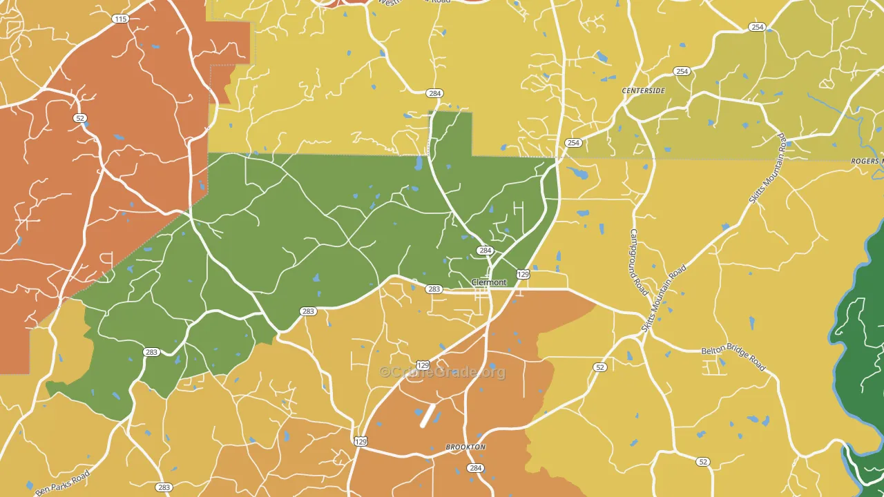 Clermont, GA Map of Theft Rates