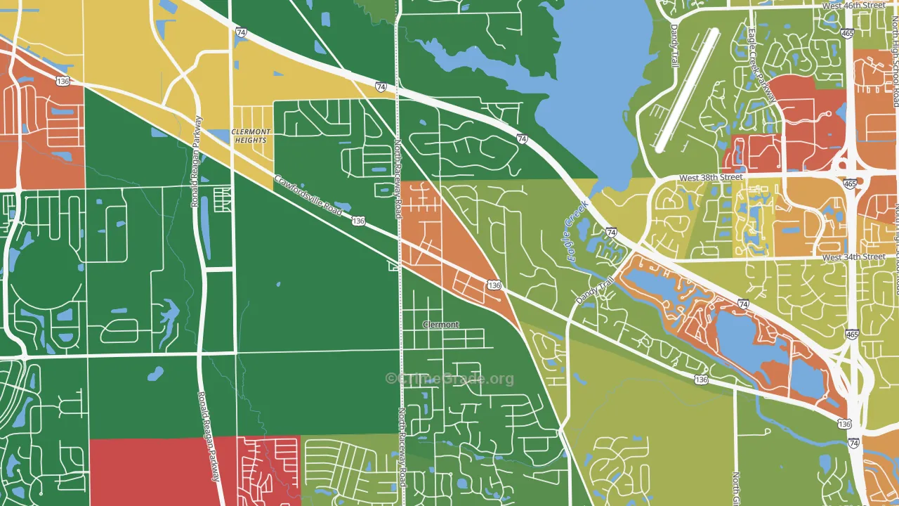 Clermont, IN Map of Theft Rates