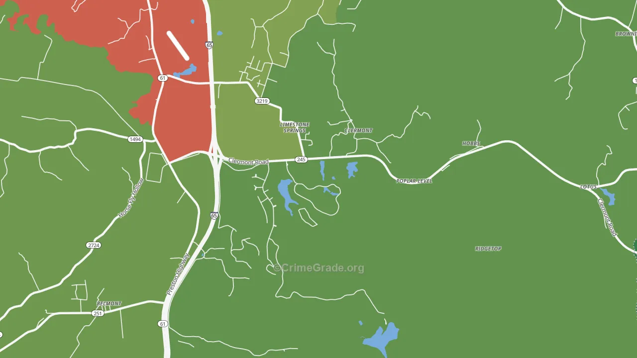 Clermont, KY Map of Theft Rates