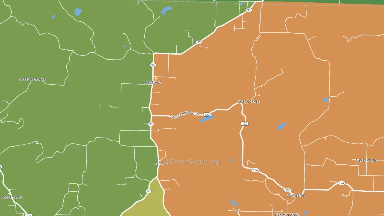 Cleveland, AR Map of Theft Rates
