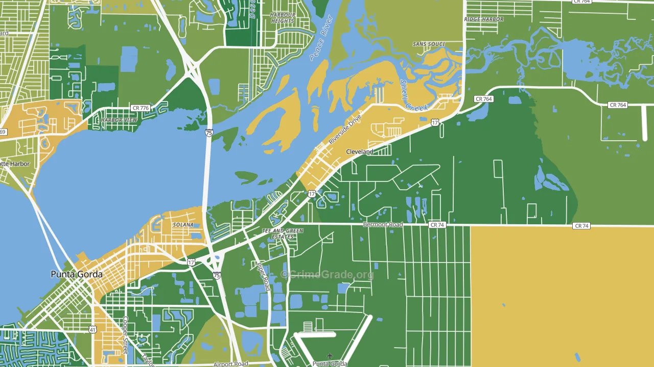 Cleveland, FL Map of Theft Rates
